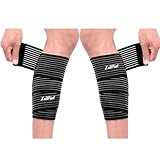 Luwint High Elasticity Compression Bandage, Ankle Wrist Knee Calf Thigh Wraps Support for Sports Gym Weightlifting Fitness Running Pain Relief, 1 Pair (Black / 60'' Length)