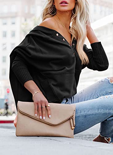 Image of PRETTYGARDEN Women's Casual Long Sleeve Zipper Sweatshirt Drawstring Loose Quarter Zip Pullover Tops with Pockets