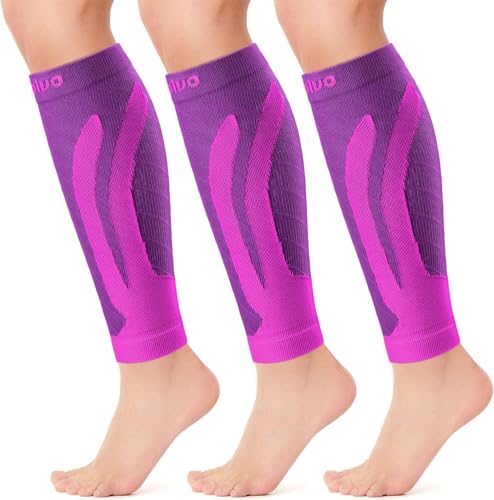 Image of CAMBIVO Calf Compression Sleeve 3 Pairs Footless Compression Socks Running | Leg Sleeves for Men & Women, 15-20mmHg, Shin Splints Relief & Recovery, Fitness, Cycling, Varicose Veins, Travel, Nurse