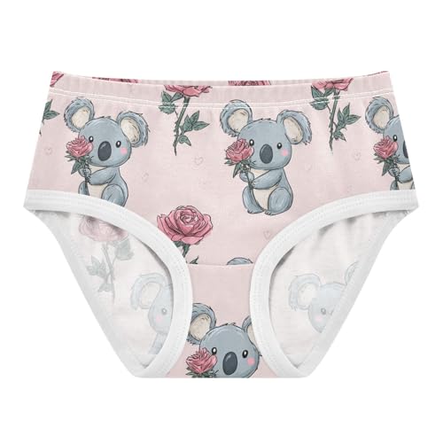Wusikd Cute Koala Bear Girls' Underwear Cotton Pink Rose Girls Briefs Soft Toddler Underwear 2T
