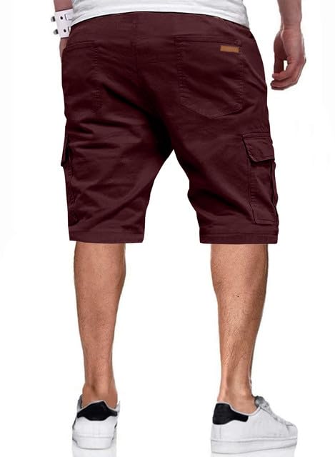 Image of JMIERR Mens Casual Cotton Twill Cargo Shorts Drawstring Classic Chino Stretch Short with 6 Pockets