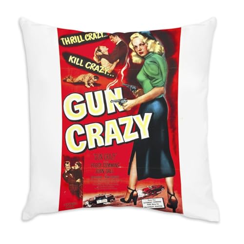 Coussin velours blanc de qualité supérieure affiche rétro Gun Crazy