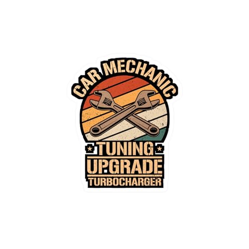 Car Mechanic Tuning Upgrade Turbocharger - Car Mechanic Job Sticker for Laptop Sticker. Water Bottle Sticker, Vinyl Car Mechanic Decal - Car Mechanic Job Gift Satin, Kiss-Cut, 4