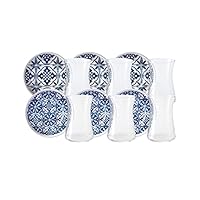 KARACA Mavili Turkish Tea Cups Set - 12 Piece Turkish Tea Glasses and Stoneware Saucers - Authentic Glass Drinking Sets for 6 People - Ideal Adult Teacup Set (170 ml)