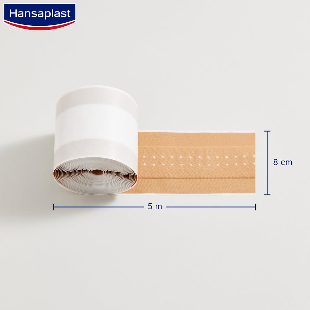Hansaplast Classic Pflaster (5 m x 8 cm), zuschneidbare Wundpflaster mit extra starker Klebkraft, flexibles und atmungsaktives Verbandsmaterial (Packung mit 3)