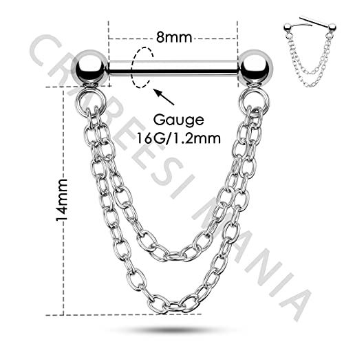 CM Crareesi Mania 16G Septum Rings 316L Surgical Steel Threadless Push in Septum Piercing Jewelry Pushin 16Gauge Helix Earrings Chain Septum Ring Helix Piercing Jewelry3