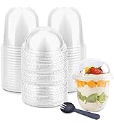 Zezzxu 50 Pack 12 oz Plastic Dessert Cups with Dome Lids (No Hole), Crystal Clear PET Disposable ...