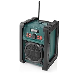 Nedis DAB + Radio | Tisch Ausführumg | DAB+ / FM | 2.2″ | Scharz-weiß Monitor | Batteriebetrieben/Netzstromversorgung | Digital | 15 W | Bluetooth | Wecker | IP65 | Tragegriff | Grün/Schwarz