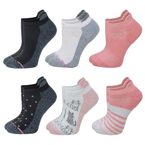 Image of Dr. Motion 6 Pairs Womens Low Cut Ankle Cushioned Breathable Compression Socks