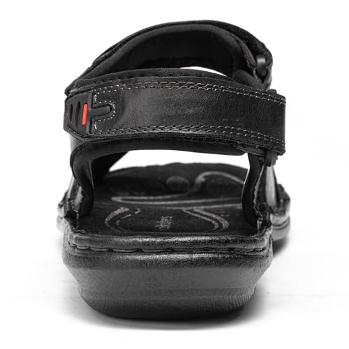 Image of ArcBrothers Men's Premium Leather Sandals - Classic Roman Style Open Toe Sandals - Cushioned Heel, Non-Slip & Sturdy Support
