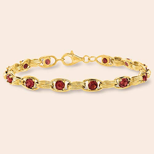 Ross-Simons 3.40 ct. t.w. Garnet Oval-Link Bracelet in 14kt Yellow Gold3
