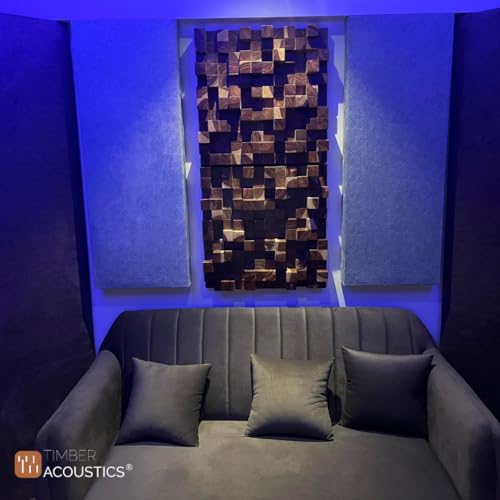 Image of Timber Acoustics Skyline Sound Diffuse r Panel | Pine Wood | Acoustic Sound Diffusion Panel | Noise Reduction & Room Treatment (Black)