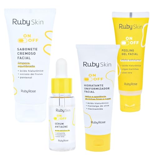 Kit Limpeza Facial Equilibrada On Off Ruby Rose Ruby Skin Skincare com Sabonete hidratante Sérum Pee