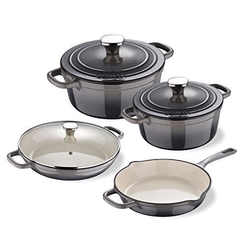 MasterPro Unique | Topfset 7-Teilig mit 3 Pfannen von 19, 27 und 30,5 cm Durchmesser und 1 Pfanne von 24,5 cm Durchmesser mit Deckeln | Ergonomischer Griff | Geeignet für Alle Herdarten
