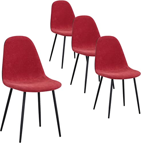 GOLDFAN Chaises de Salle à Manger Lot de 4 Chaises de Salle à Manger en Velours Chaises de Cuisine pour Salle à Manger Salon,Rouge