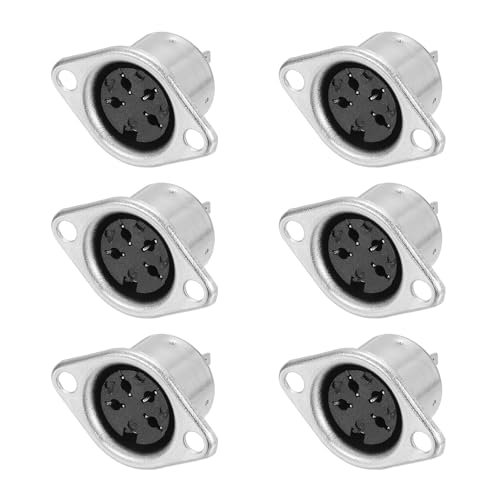 sourcing map 4-Pin S-Video DIN Socket Female Jack Socket Connector Panel Mount Soldering for Audio/Signal Connector,Pack of 4 Silver Tone