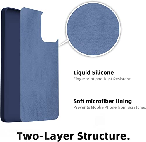 Image of DIZORO Liquid Silicone Case with Microfiber Coushioning Compatible for Samsung Galaxy S21 FE 5G Shockproof Slim Back Cover, Gel Rubber Full Body Protection - Blue