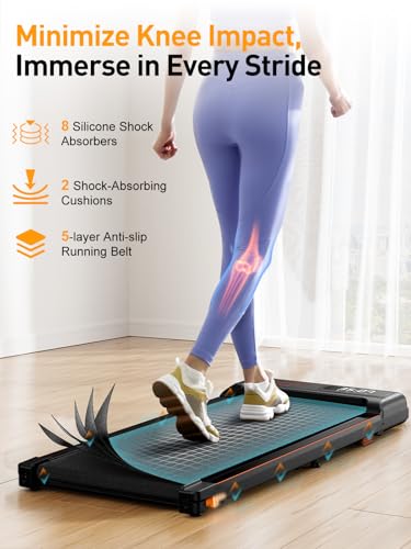 Walking Pad with Incline, 4 in 1 Under Desk Treadmill for Home/Office, 2.5HP Compact Treadmill with LED Display and Bluetooth Speaker for Fitness Exercise, Remote & App Control, No Assembly - Image 4