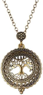 Magnifier Necklace Vintage Magnifying Glass 5 Times Bronze Pendant Sliding Top Loupe Sweater Chain for Newspapers Maps Reading