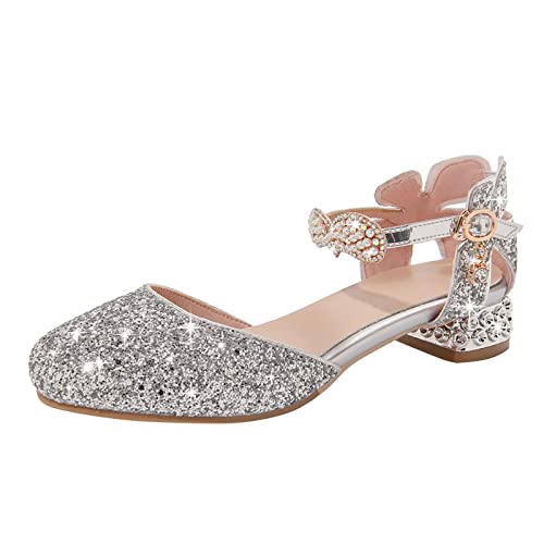 Children's Shoes Girls Sandals Grils Dress Wedding Party Close Toe Glitter High Heels for Children Kids 35