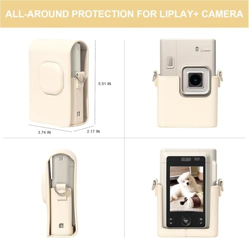 Image of Mini Liplay+ Camera Case for Fuji Instant Mini LiPlay+ Hybrid Instant Camera, Liplay+ Camera Protective Case with Premium PU Leather and Adjustable Strap (No Camera) - Sand Beige
