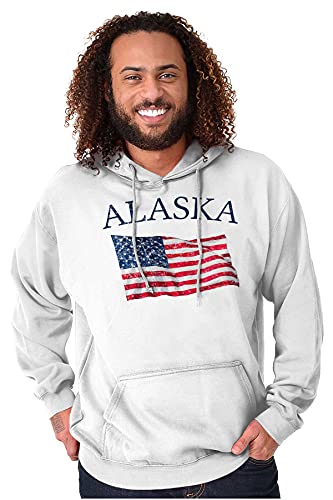 Alaska Ak Distressed Flag Usa Pride Hoodie Sweatshirt Women Men White #TOP5