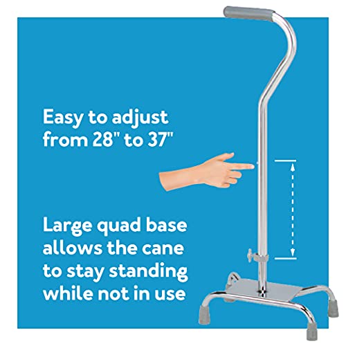 Carex Quad Cane with Large Base - Quad Walking Cane with Offset Cane Handle and Adjustable Height - 4 Tip Cane for Stability - Thumbnail 5