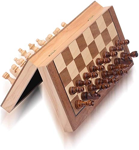 genral Juego de Tablero de ajedrez Ajedrez de Madera, Tablero de ajedrez Plegable, Tablero Plegable y Tablero de Juego de ajedrez de Viaje de Almacenamiento Interior Plegable portátil (tamaño: 34 cm)