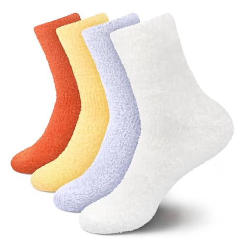 Image of BambooMN Women's Fuzzy Soft Colored Socks