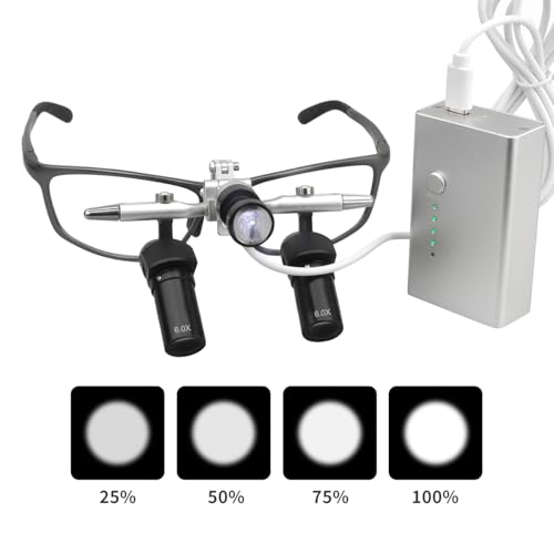 REEHUT 48°Ergonomic Binocular Loupes Working Distance 350-450mm Ergo Surgical Loupes Magnifying Glasses PD,PH Adjustable with Luminance Adjustable 5W LED Headlight Lamp (6.0X with LED Headlight) by REEHUT - Image 2