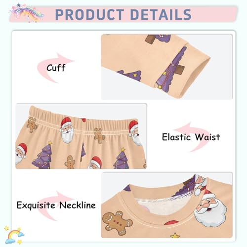 Pajama Sets Long Sleeve Christmas Trees Santas and Gingerbreads Soft Comfy Sleepwear 2 Piece PJS 3-8T4