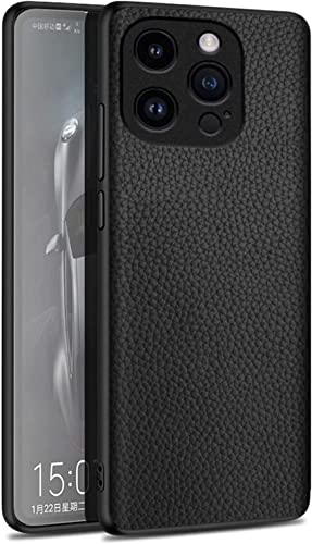 Étui en cuir pour iPhone 14 Plus noir coque mince légère antichoc KANUZ