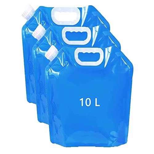 WEIKUELE Wasserkanister 10L, Faltbar Wasserbehälter mit Dichtem Deckel 3 Stk, Wiederverwendbare Wasserbeutel, für Camping Wanderungen Picknicks Klettern BBQ Campingurlaub Reisen (3*10L) Cover