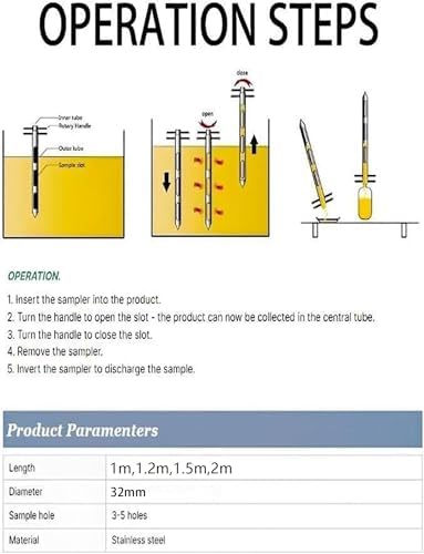 Stainless Steel Soil Grain Probe Sampler, 47in Rotating Probe for Grain, Powder, Cement & Fertilizer – Durable & Versatile Sampling Tool