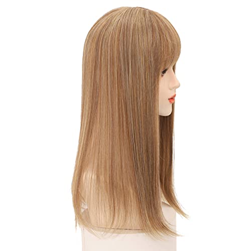 50cm Straight Head Forehead Topper With Thick Bangs Snythetic Middle Part Clip in Hair Topper for Women Cover Thin Hair (27/613) - Image 4