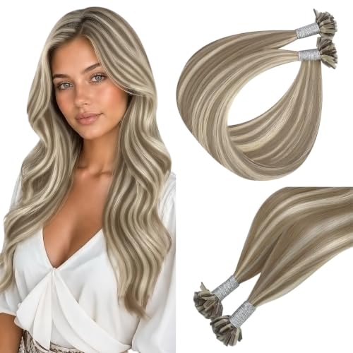 Image of Easyouth U Tip Hair Extensions Highlight Brown, Hot Fusion Keratin