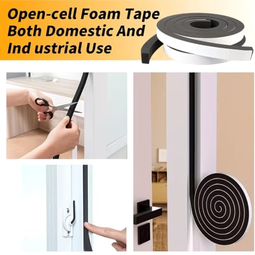 Image of EVA Foam Weather Seal Strip 13 ft, Self Adhesive Peel & Stick Anti Slip Cushion Tape for Door, Window, Cabinet, Table, Chair, Furniture & DIY Projects 2cm x 6mm Thick