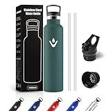 JAPORIA Borraccia Acciaio Inox 1L, Termos con Cannuccia, a prova di perdite, Riutilizzabile, senza BPA, Bottiglia per Uffici, Viaggio, Ciclismo