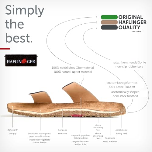 Image of HAFLINGER Andrea Elegant Leather Sandals with Rubber Sole and Cork Latex Footbed Unisex