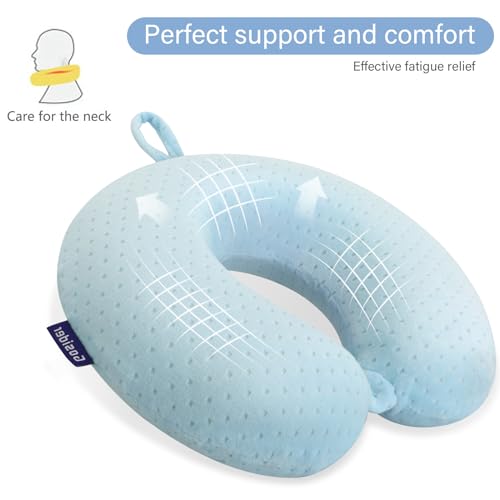 Image of Travel Neck Pillow Memory Foam Pillow Support Pillow U Shape Compact & Lightweight Neck Pillow for Sleeping Travel for Plane, Car, Home, Office Camping Light Blue