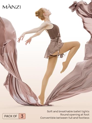 Image of MANZI Dance Tights for Women Solid Color Ballet Tights Comfortable Convertible Opaque Tights Pack of 3