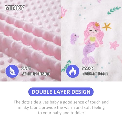 Image of Baby Nursery Bed Blankets Ultra Soft Double Layer Mini Blanket Minky Blanket Receiving Blankets Shower Gifts(Mermaid,30 * 47in)