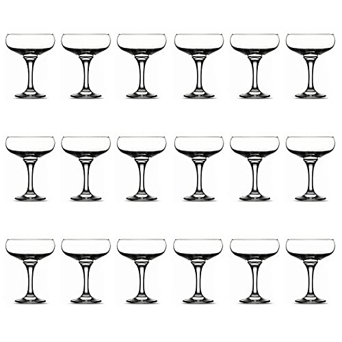 Tradineur - Pack de 18 Copas Misket - Capacidad 23,5 cl (8 oz) - Vasos Vidrio Champagne Celebraciones, Fiestas - Aptas para lavavajillas - Ø 9,5 x 13,5 cm