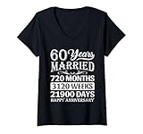 Photo Gallery donna 60 years married happy 60th wedding anniversary maglietta con collo a v Photo Gallery donna 60 years married happy 60th wedding anniversary maglietta con collo a v