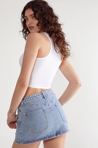 Eyelet Detail Denim Skirt4