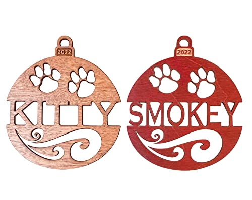 Personalized Cat's Name 2022 Solid Wood Christmas Ornament #TOP3