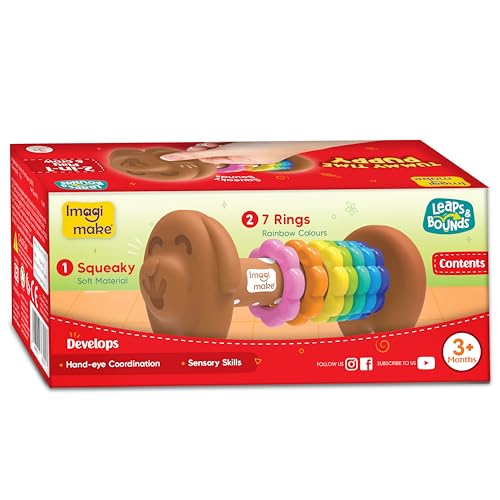 Image of Imagimake Tummy Time Puppy | Leaps & Bounds Baby Toys for 3+ Months |Toy for Toddlers, Infants | 2-in-1 Play & Grow - Squeaky Sounds | Non- Toxic | New Born Baby Gifts for 3+Months