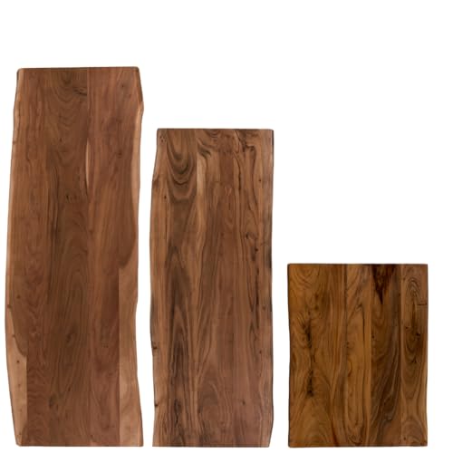 trelevo Waschtischplatte 60x60 cm, Akazienholz massiv 26mm, Tischplatte nussbaumfarben, Baumkantenplatte als Waschtisch für Aufsatzwaschbecken