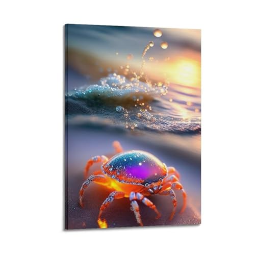 Toile crabe coloré déco cuisine ou salon moderne 20 x 30 cm