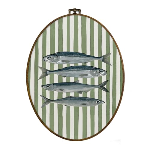 dvhdajed Vintage Sardine Fish Oval Wall Art Decor...